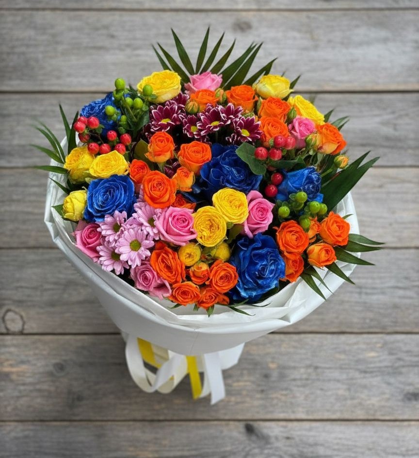 Букет цветов из: Розы и Хризантемы в Манушкино