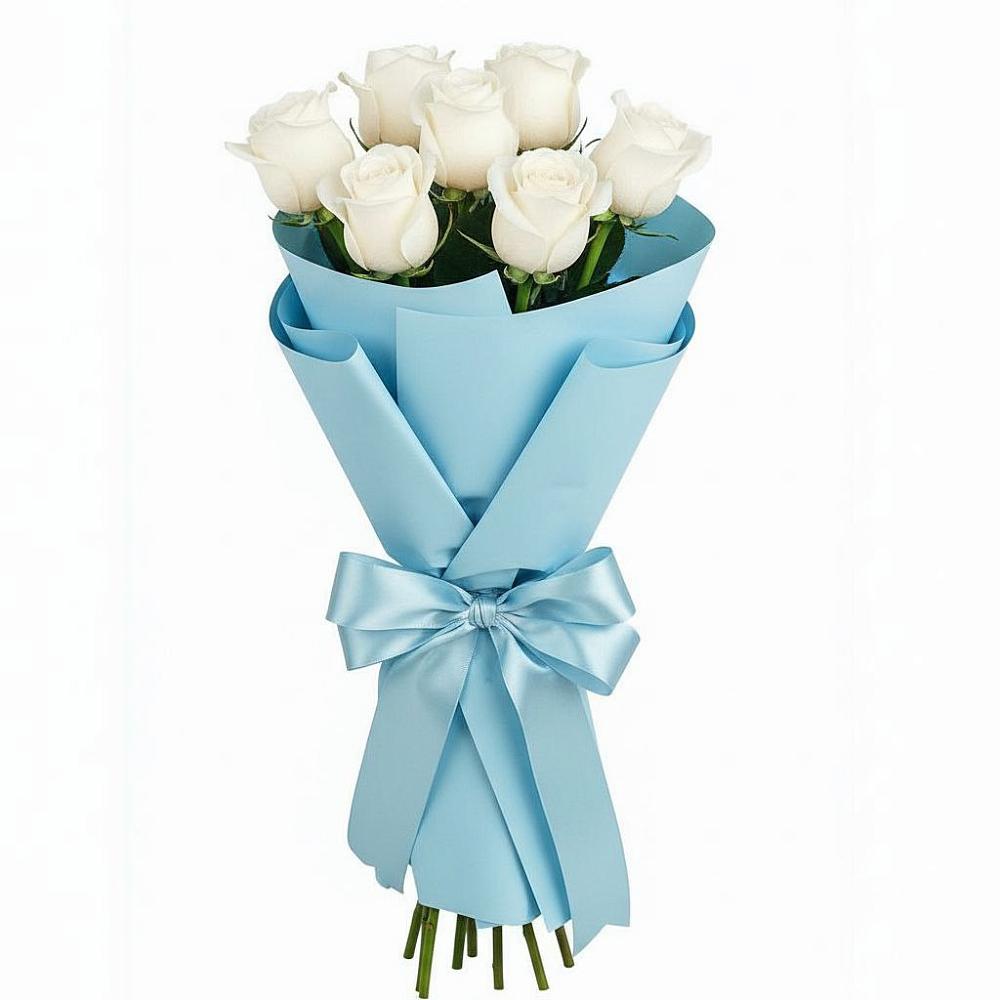 Букет 7 белых роз Проуд в Манушкино