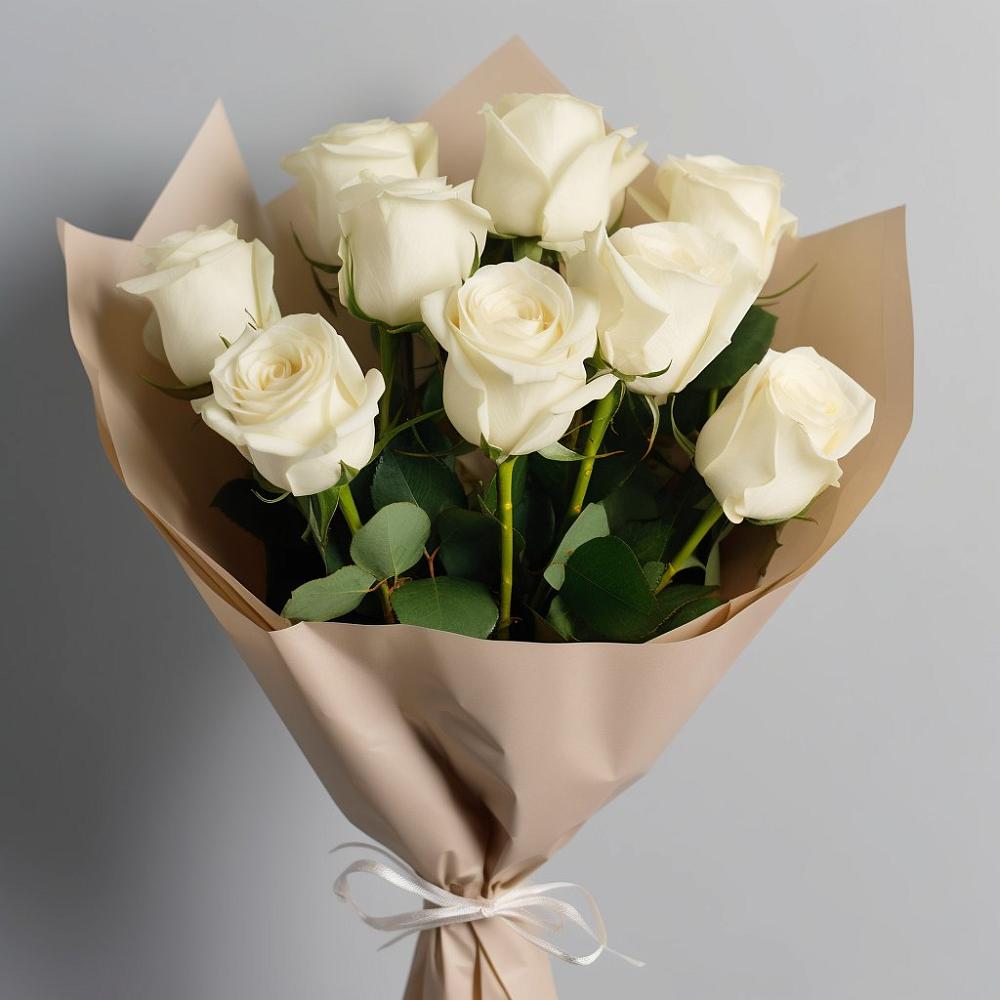 Букет 9 Белых роз Эдлесс Лав в Манушкино