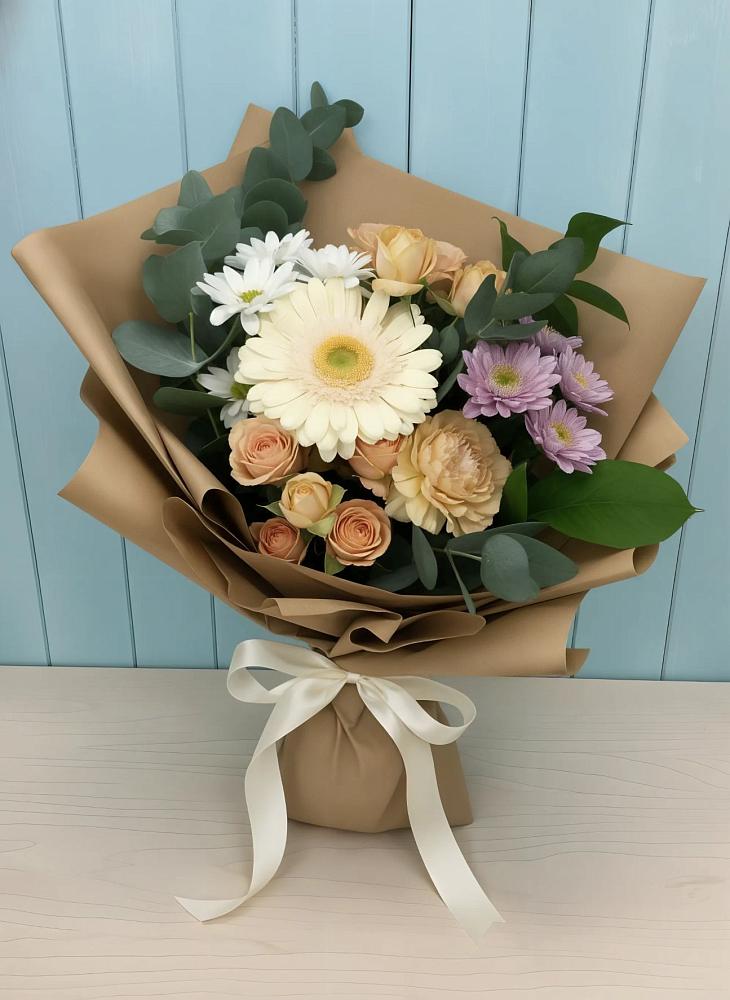 Букет цветов из: Герберы и Хризантемы в Манушкино
