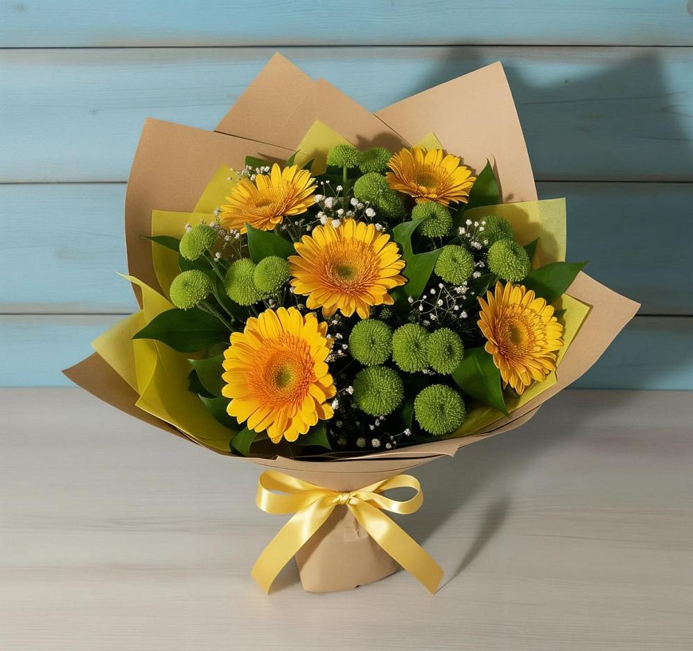 Букет цветов из: Герберы и Хризантемы в Манушкино
