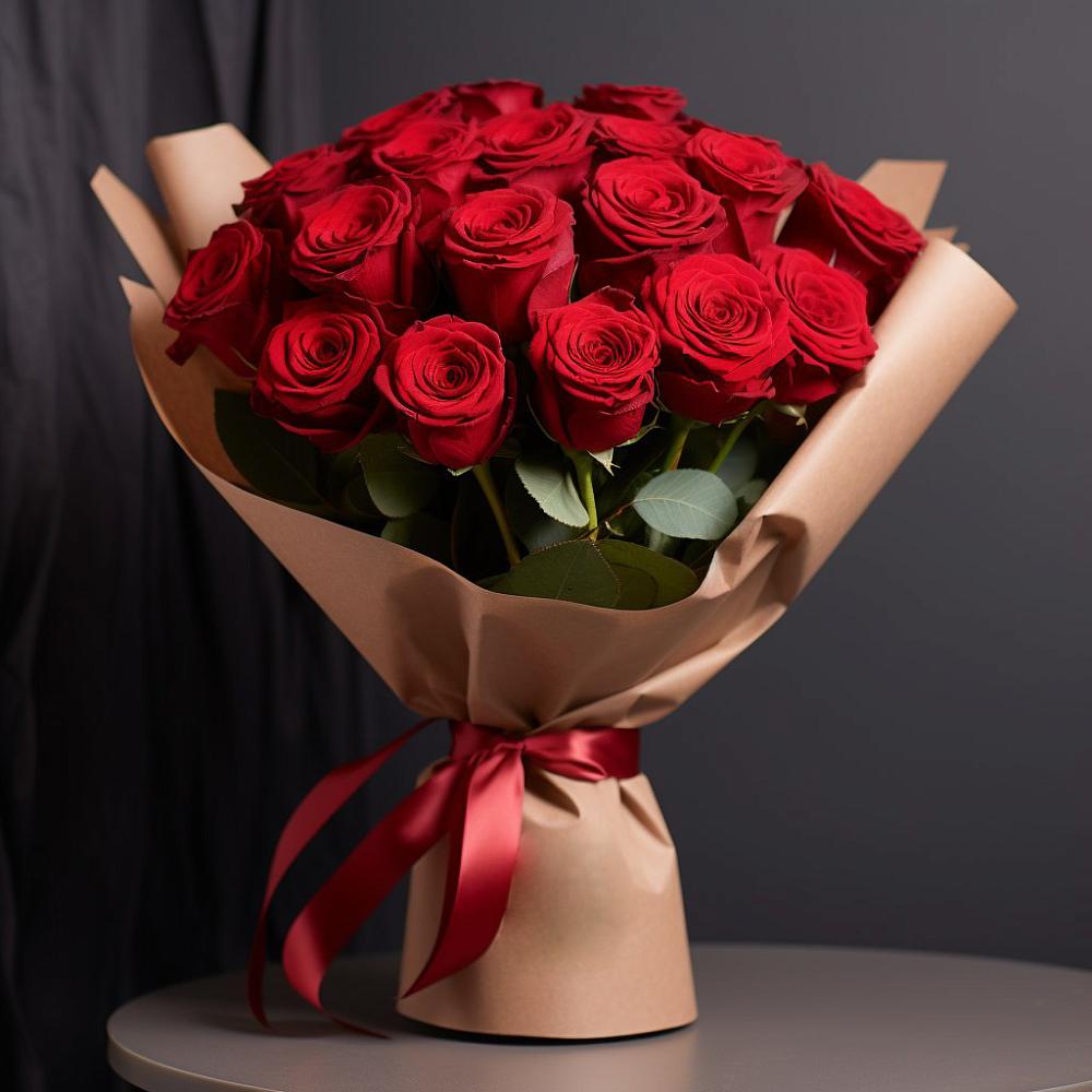 Букет 19 Красных роз Эдлесс Лав в Манушкино