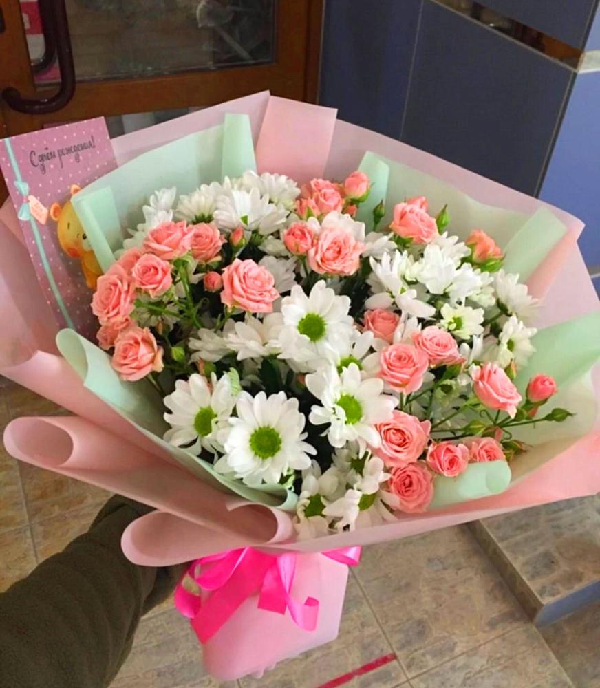 Букет цветов из: Розы и Хризантемы в Манушкино