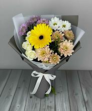 Букет цветов из:  Розы, Герберы и Хризантемы в Манушкино