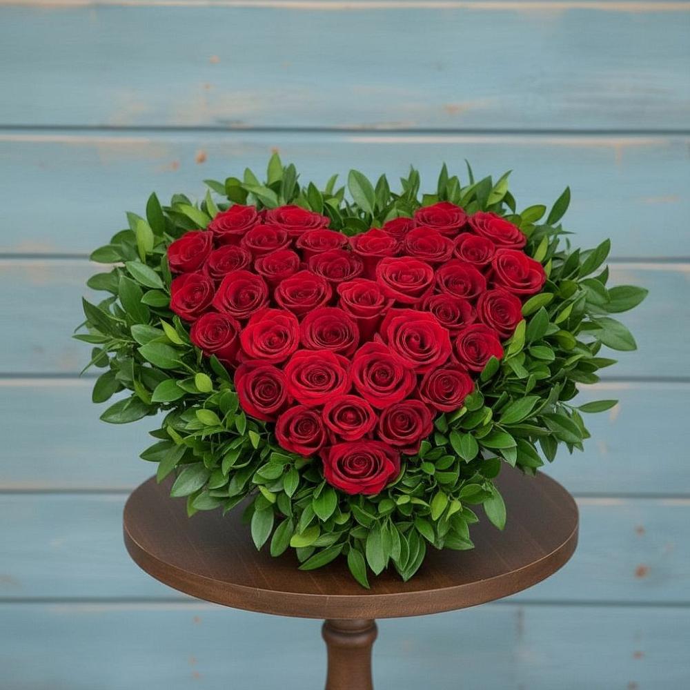 Цветочная композиция из Розы в виде сердца в Манушкино