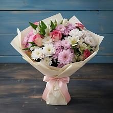 Букет цветов из:  Хризантемы, Альстромерии и Розы #REPLACE_PRED# Манушкино