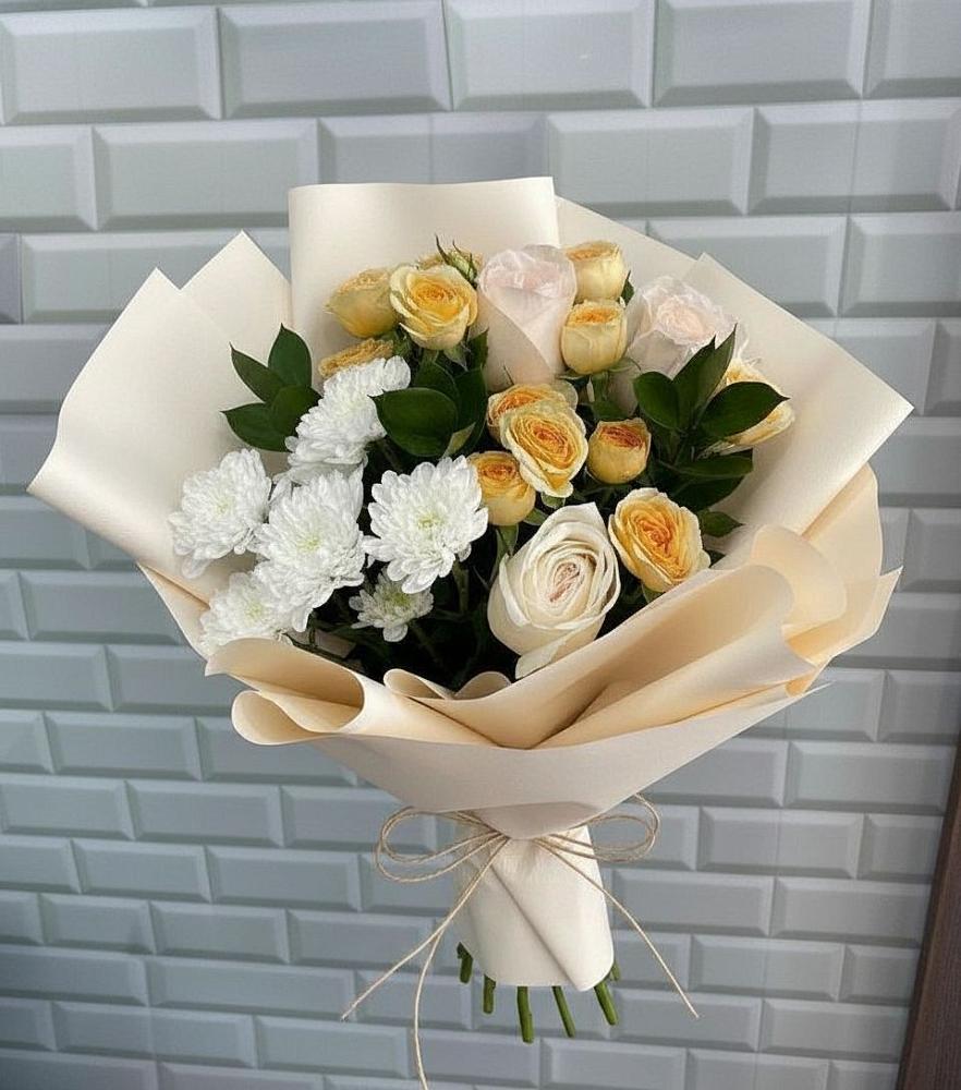 Букет цветов из: Розы и Хризантемы в Манушкино