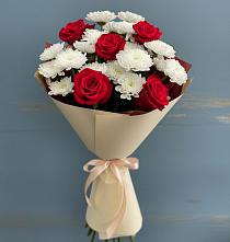 Букет цветов из:  Розы и Хризантемы в Манушкино