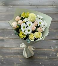 Букет цветов из:  Альстромерии, Розы и Хризантемы в Манушкино