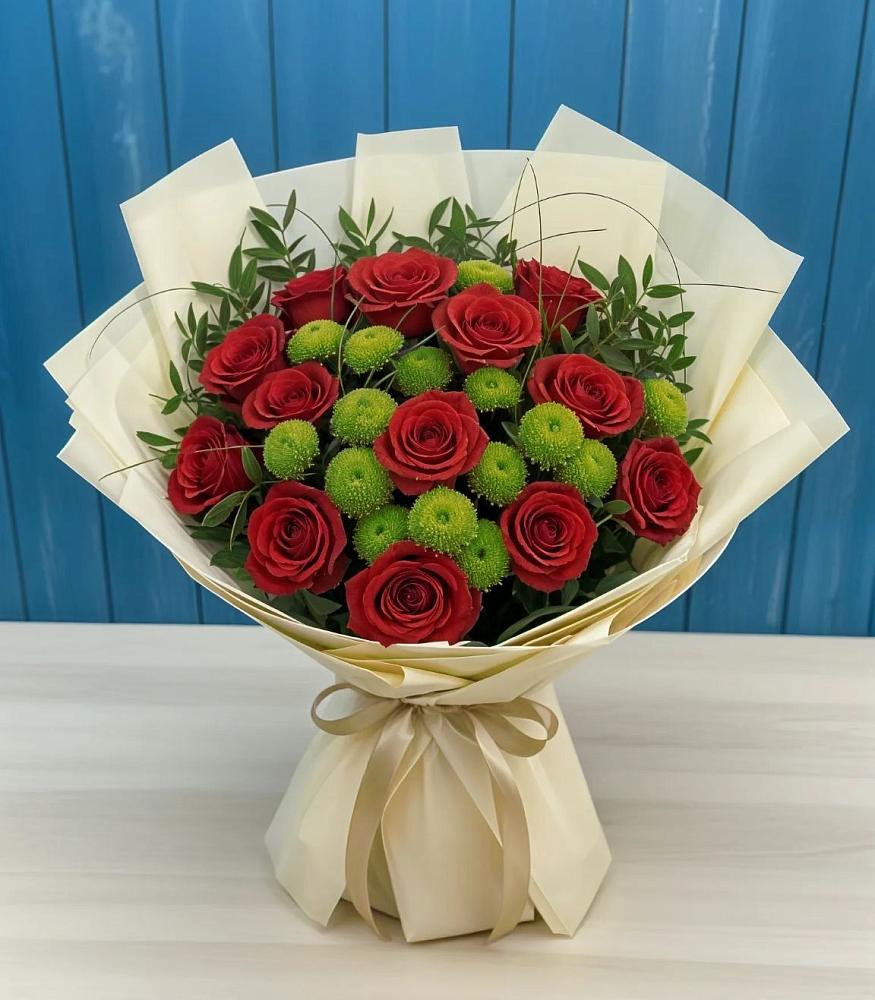 Букет цветов из: Розы и Хризантемы в Манушкино