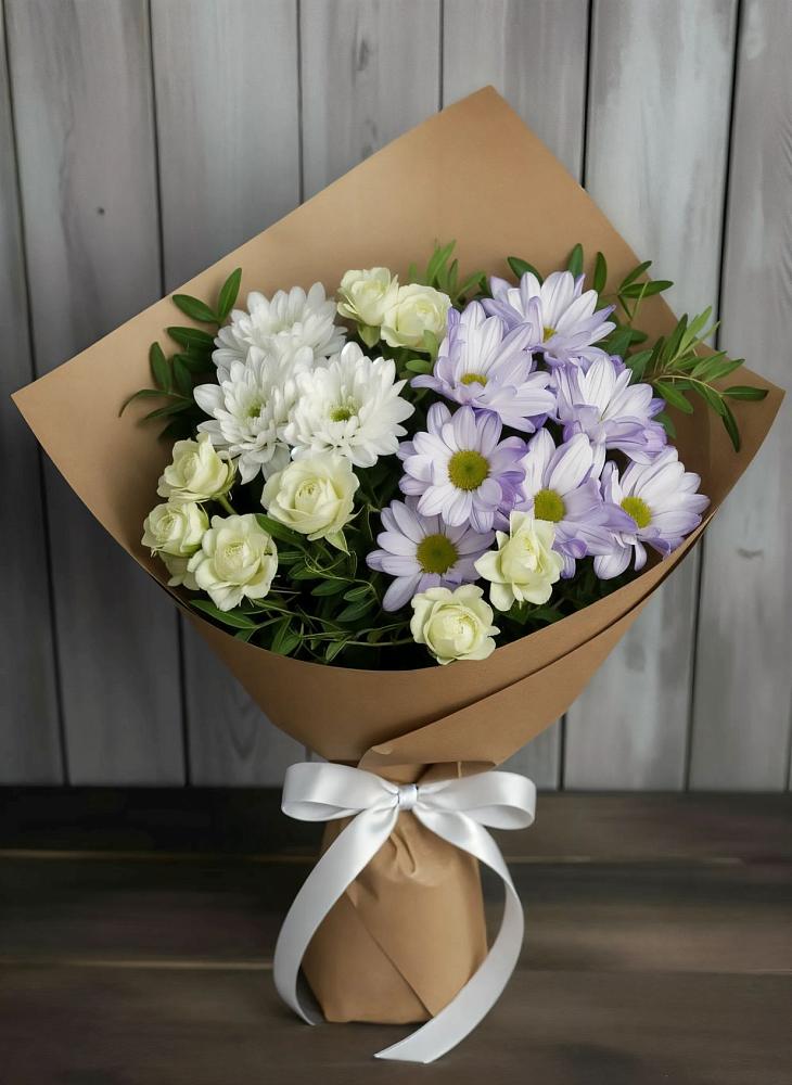 Букет цветов из: Хризантемы и Розы в Манушкино